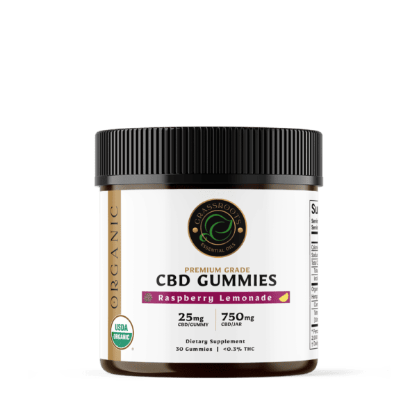 "NEW" Organic Full Spectrum 25mg CBD 1mg Delta 9 THC Gummies Raspberry Lemonade